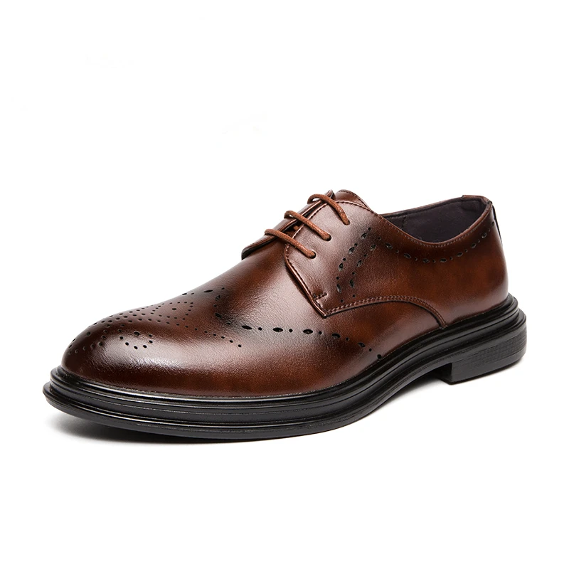 

Brogue Fashion Shoes Men Formal Dress Business Oxford Male Comfortable Lace-up Casual Leather Shoes Retro Elegantes Gents Shoe