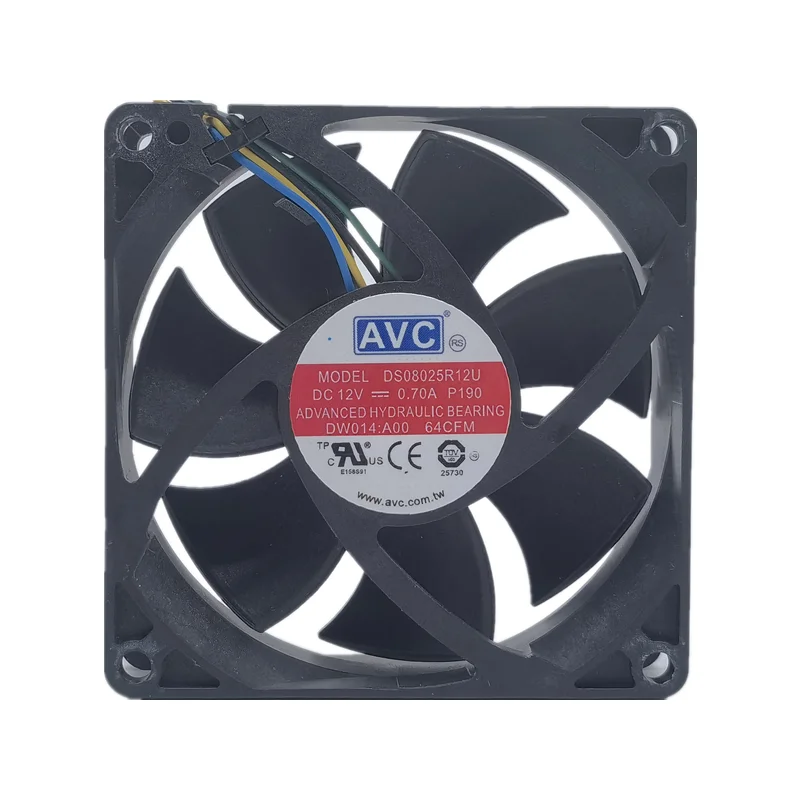 Новый вентилятор охлаждения для AVC DS08025R12U 12 В 0.7A 8025 8 см 4-проводной ШИМ-вентилятор регулировки скорости 80*80*25 мм