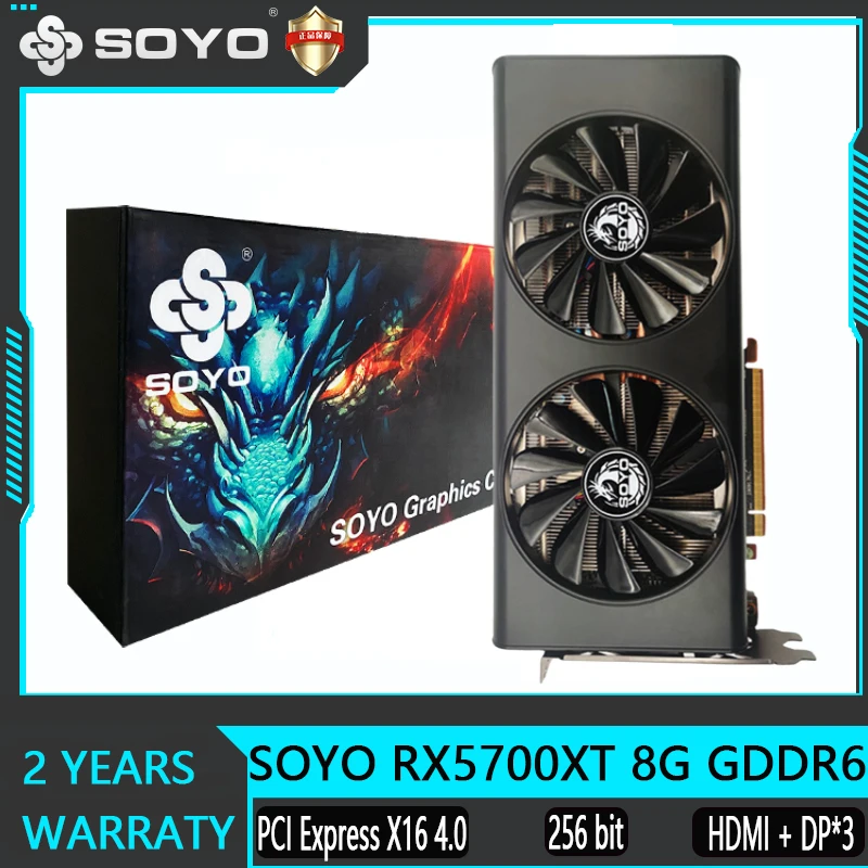 Видеокарта SOYO AMD RX5700 RX5700XT 8G игровая GDDR6 256Bit PCI Express 4,0 × 16 Radeon GPU компьютер 6 + 8 контактов графическая карта