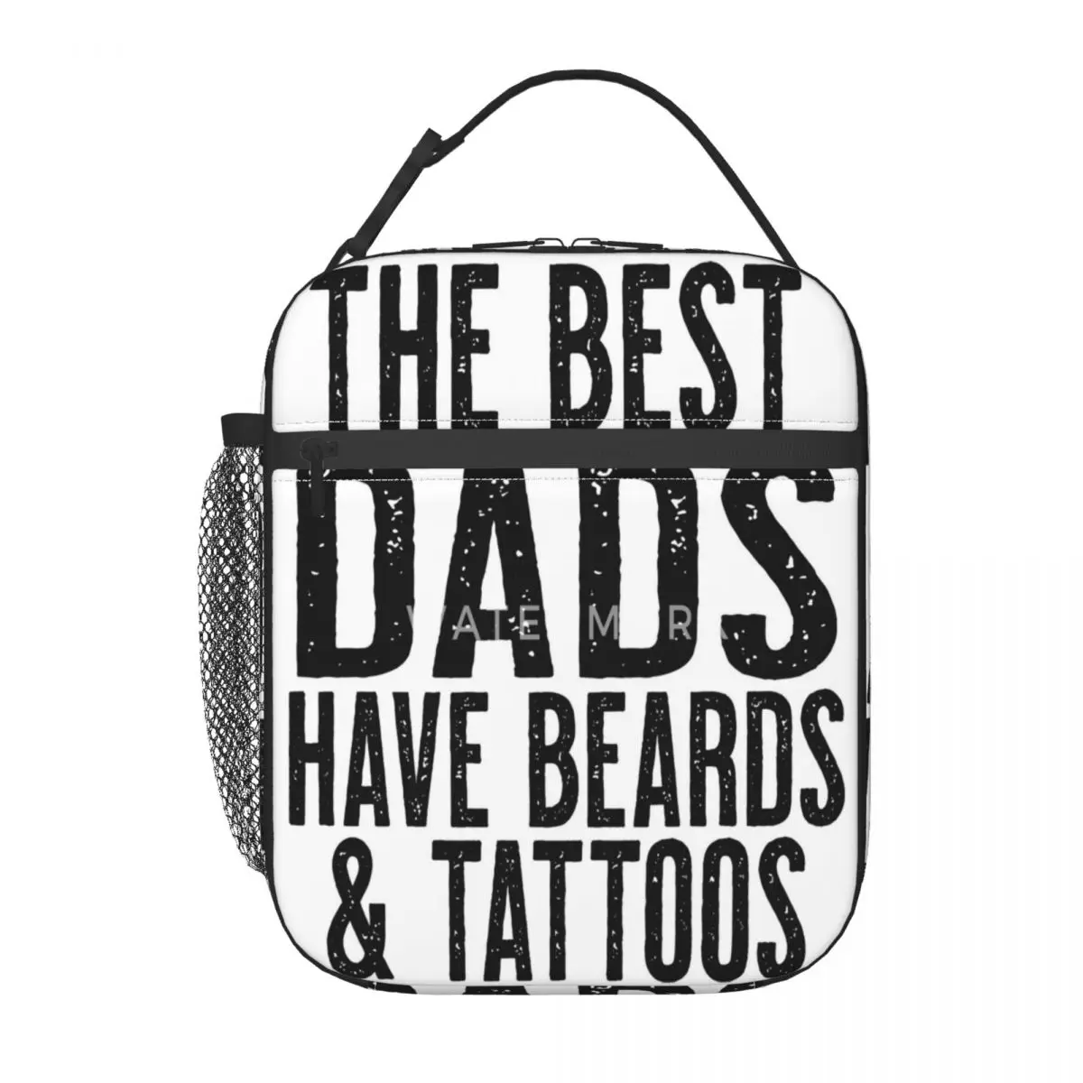 

The Best Dads Have Beards Tattoos Insulated Lunch Bag Holiday Durable School Birthday Gift Customizable