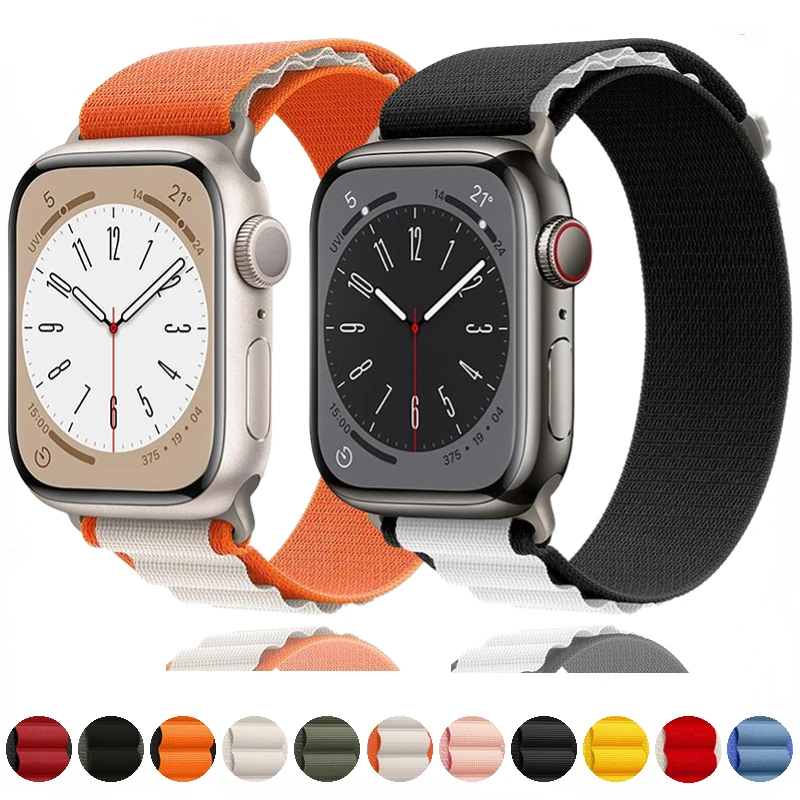 

Регулируемый нейлоновый ремешок для Apple watch Ultra 49 мм 8 7 45 мм 41 мм, удобное строение для iwatch 6 5 4 3 SE 44 мм 42 мм 40 мм
