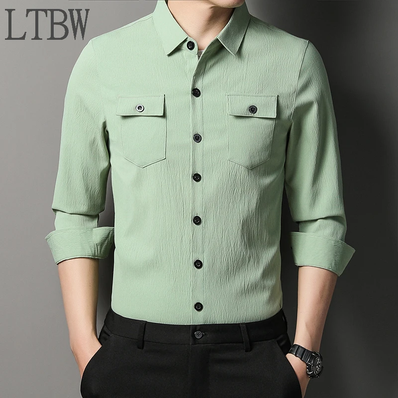 Быстрая доставка новые мужские однотонные рубашки в охотничьем стиле с длинным