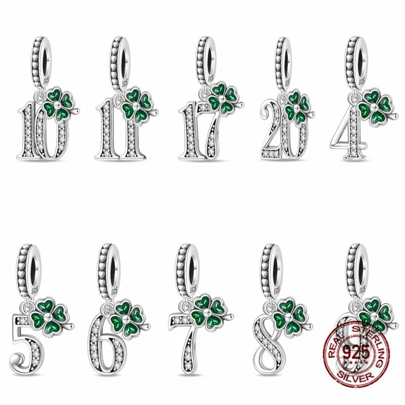 Шармы подходят для браслетов Pandora оригинальные циркониевые бусины с цифрами и