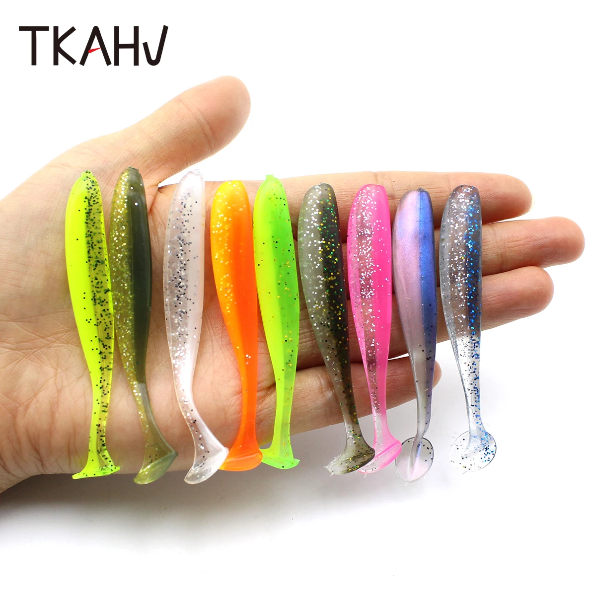 

TKAHV 20pcs/Pack 2.2g Shad Fishing Lure T Tail Jig Wobbler Soft Worm Bait Bass Carp Swimbait Pike Silicone Artificial Tackle Set