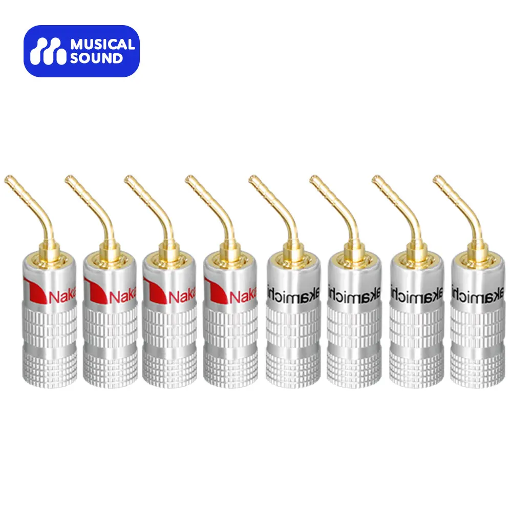 

Musical Sound Banana Plugs Audio Jack Connector 4 Pairs / 8 pcs 24k Gold Dual Screw Lock Speaker Connector for Speaker Wire