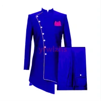 new arrival long pattern groomsmen mandarin lapel groom tuxedos men suits weddingprom best blazer jacketpantstie d172