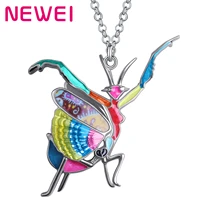 newei enamel alloy floral praying mantis necklace pendant gifts insects fashion jewelry for women teens girls charms accessoreis