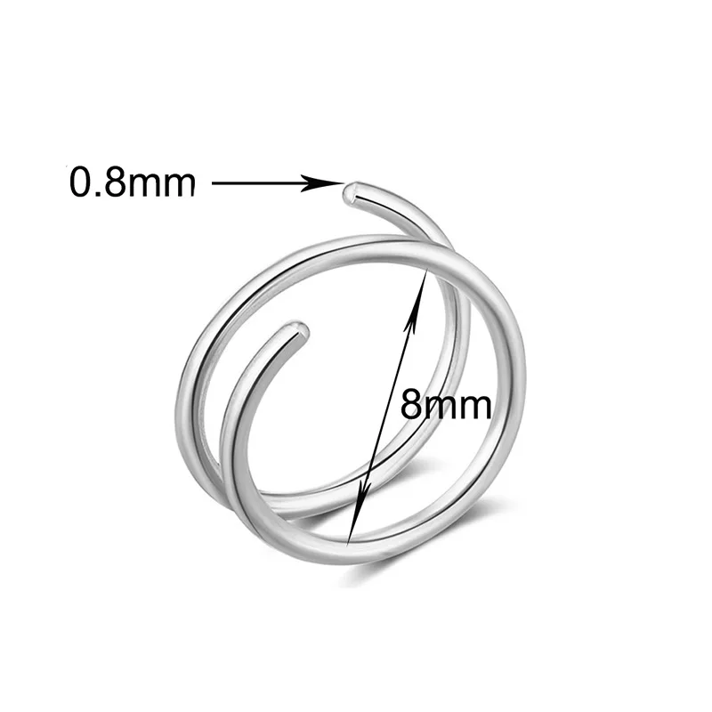 1PC Stainless Steel Double Layers Nose Ring for Single Piercing Women Men Twist Nose Hoop Spiral Nose Ring Earrings Jewelry 20g images - 6