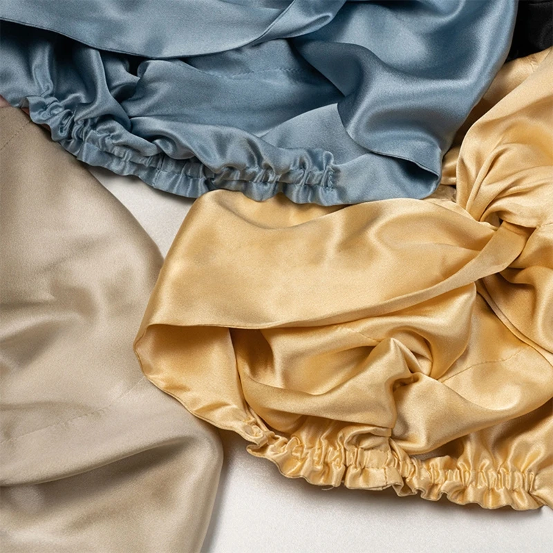 Женская шелковистая атласная очень большая шапочка для сна с узелком защиты