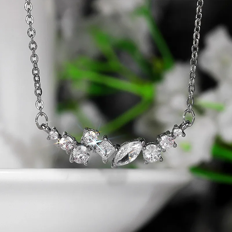 TOBILO High Quality Silver Color Necklace Women Wedding Bands Jewelry Modern Female Necklaces Brilliant CZ Luxury Accessories |