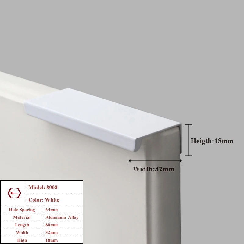 

Ручки для шкафов алюминиевые скрытые золотые черные белые