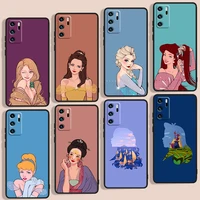 beautiful princess phone case for huawei p smart 2018 plus 2019 z 2020 s 2021 pro nova 2i 3 3i 5 5t 7 7i 8 8i 9 9se black back
