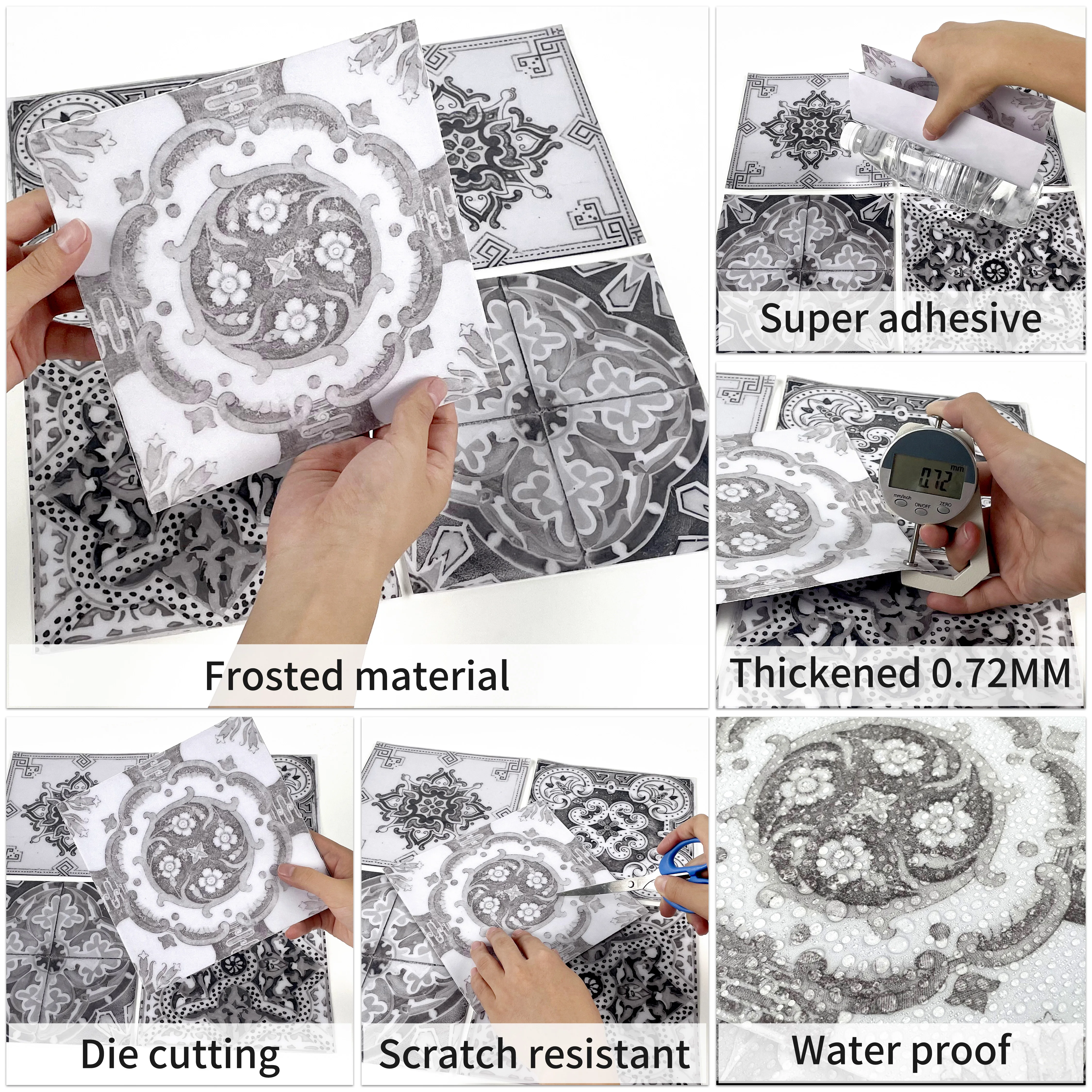 5pcs Thick Wall Sticker Self Adhesive Tiles Floor Stickers Marble Bathroom Ground Wallpapers waterproof PVC Bedroom living Room - купить по