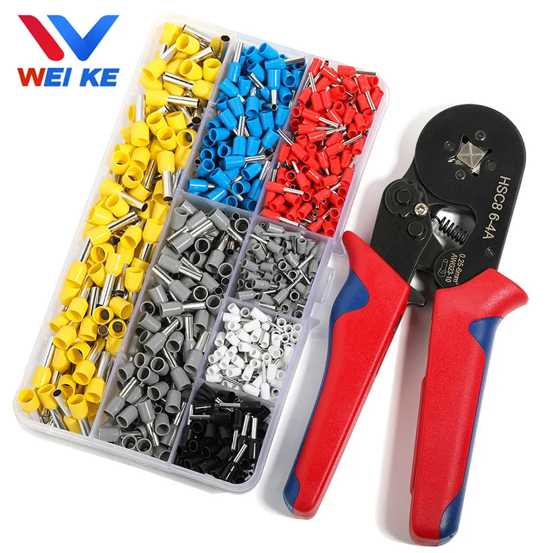 340/1200 шт. изолированные клеммы, соединители для электрических проводов, трубчатые холоднопрессованные обжимные клеммы, Обжимные Щипцы, инструменты