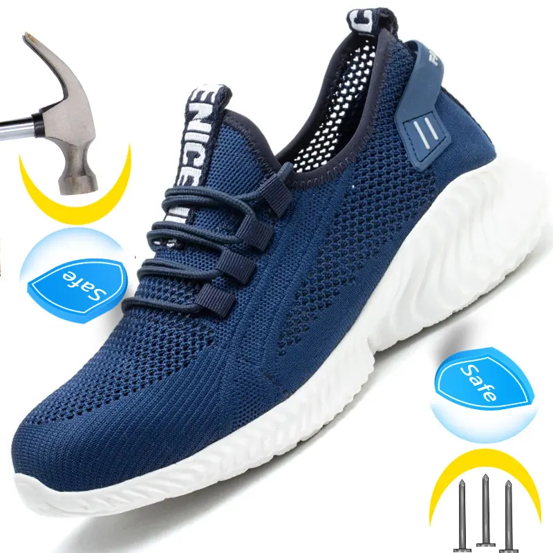 

Summer Breathable Work Shoes Men Steel Toe Shoes Puncture-Proof Safety Shoes Protective Work Sneakers Men Women Security Shoes