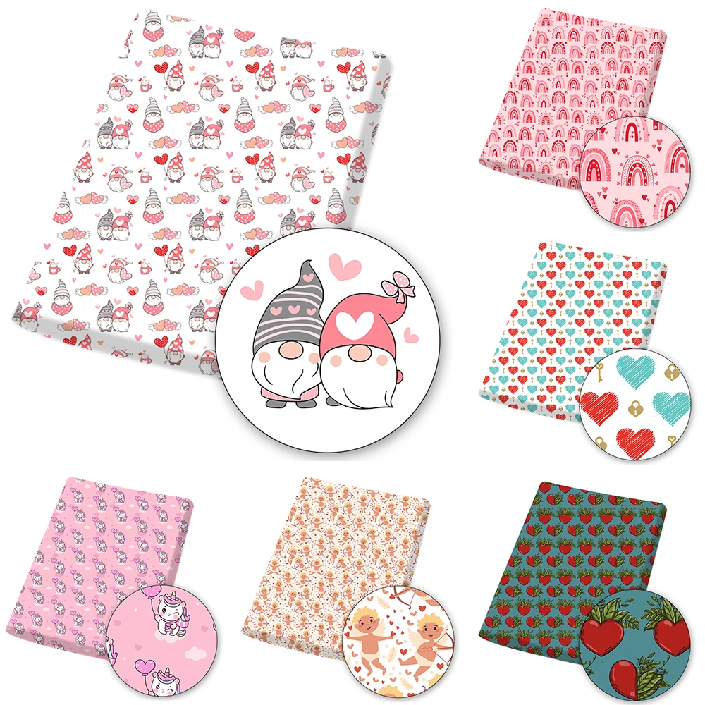 

Valentine's Day Polyester Cotton Fabric Per Yard Heart Love Printed Fabric For Sewing Needlework DIY Craft Supplies 45*145cm 1pc