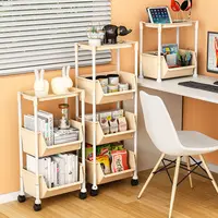 Movable Roller Multi-Layer Rack Floor Bedroom Snack Shelf Bookcase Table Children's Desktop Simple Convenient Dormitory Storage