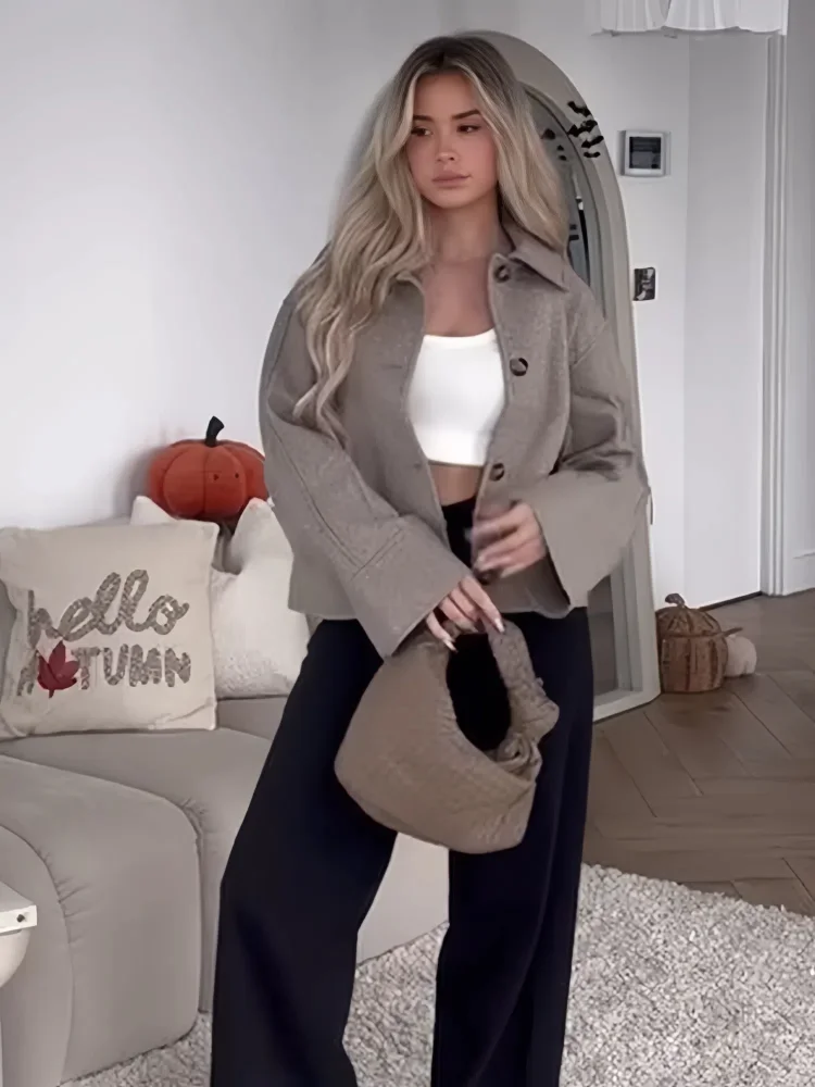 Модная однобортная Женская куртка с отложным воротником повседневные женские