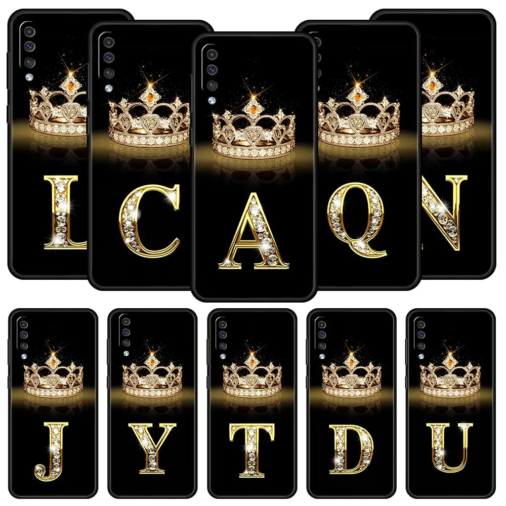 

Diamond Crown Letter A Phone Case For Samsung Galaxy A12 A32 A50 A70 A20E A20S A10 A10S A22 A30 A40 A42 A52 5G A02S A04s Cover
