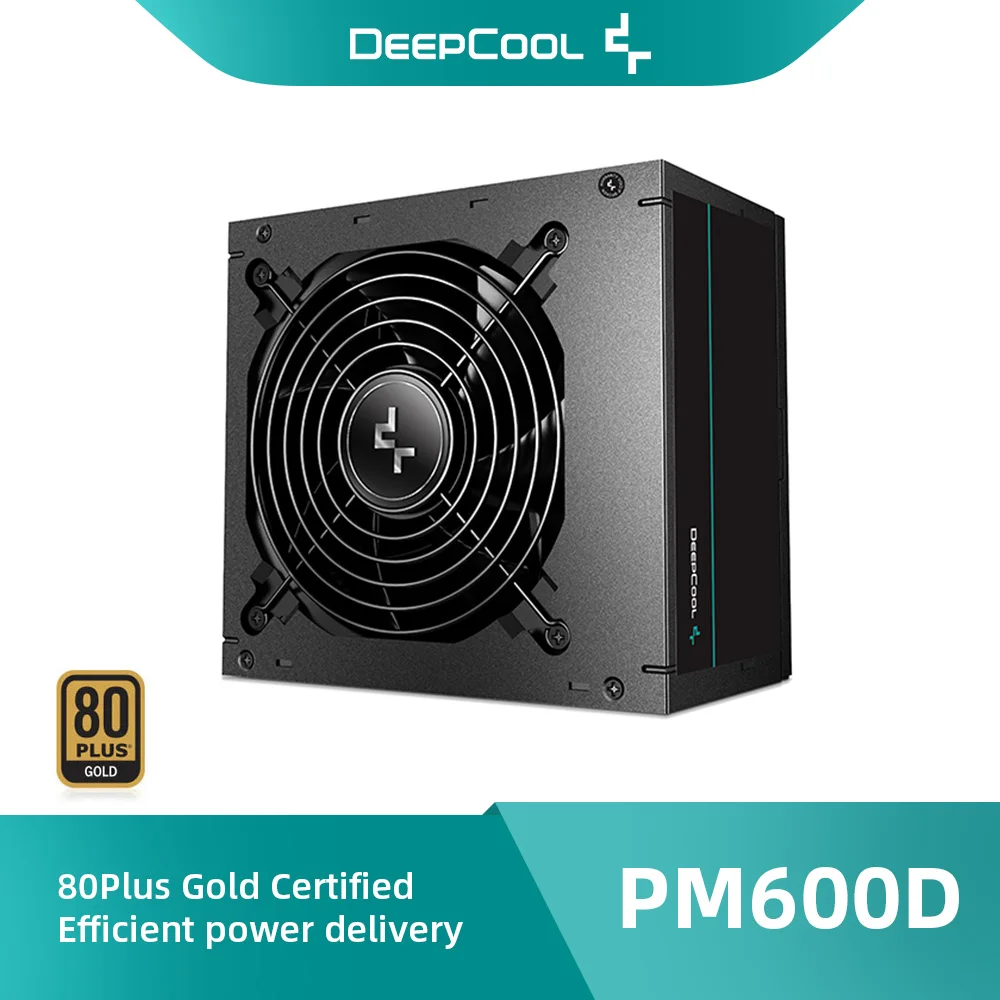 

Блок мощности компьютера DeepCool PM600D 80PLUS Gold Efficiency, 600 Вт, 90% КПД, один модульный компьютерный компонент, Блоки питания