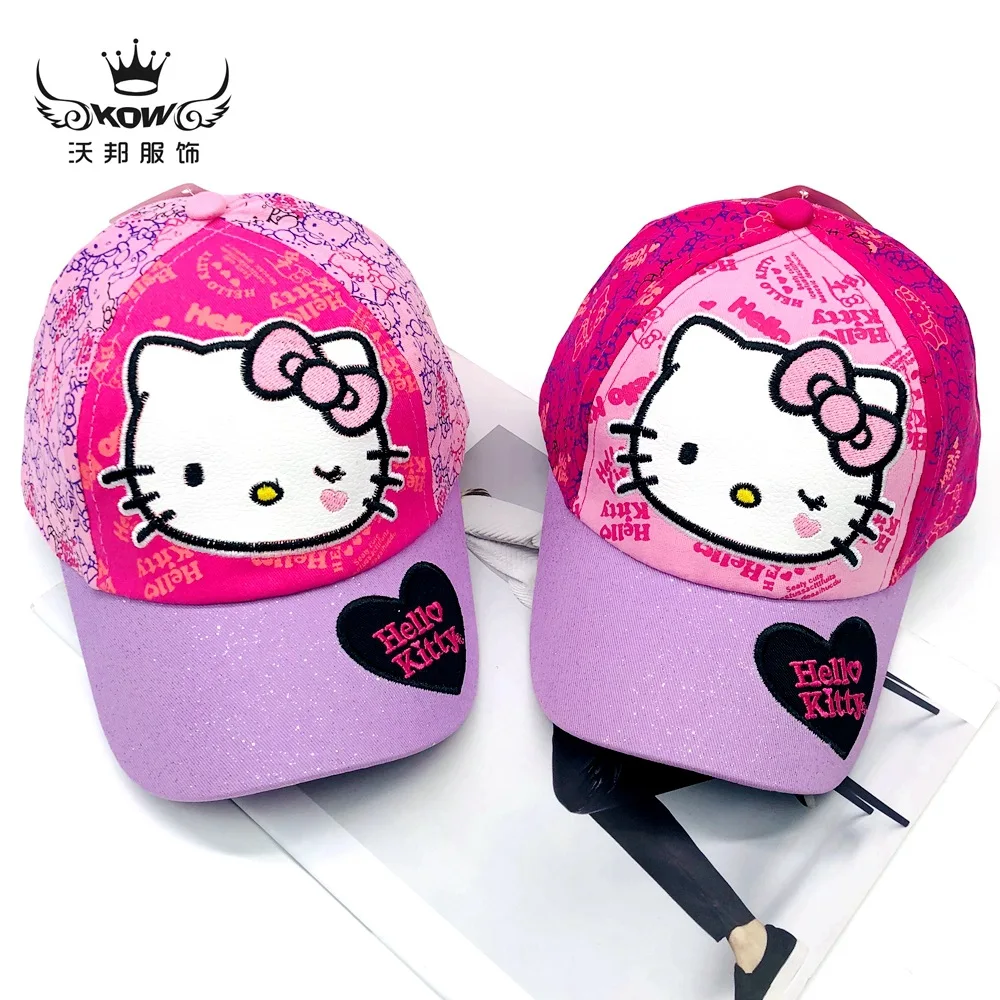 

Детская шапка Hello Kitty, подарки, бейсболка для девочек, Кепка с козырьком, летняя милая детская шапка с вышивкой в виде граффити