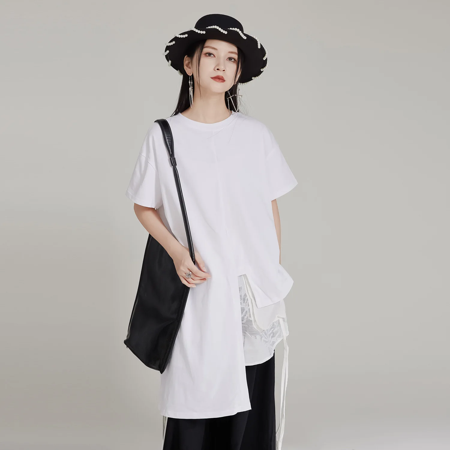 Женская футболка с коротким рукавом и круглым вырезом однотонная свободная