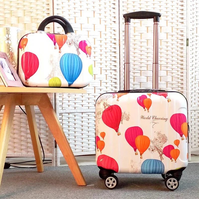 Set Fashion Mini Trolley Suitcase With Cosmetic Bag 18 Inch 