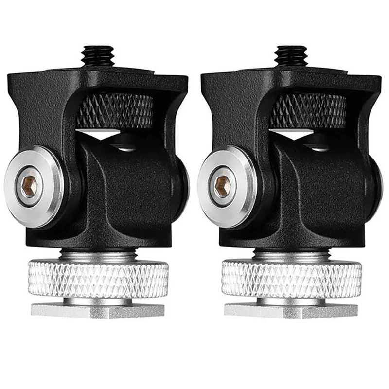 

Botique-2X Mini Hot Shoe Mount Monitor Microphone Flash Holder 1/4 Inch Screw Camera Bracket Tripod Head