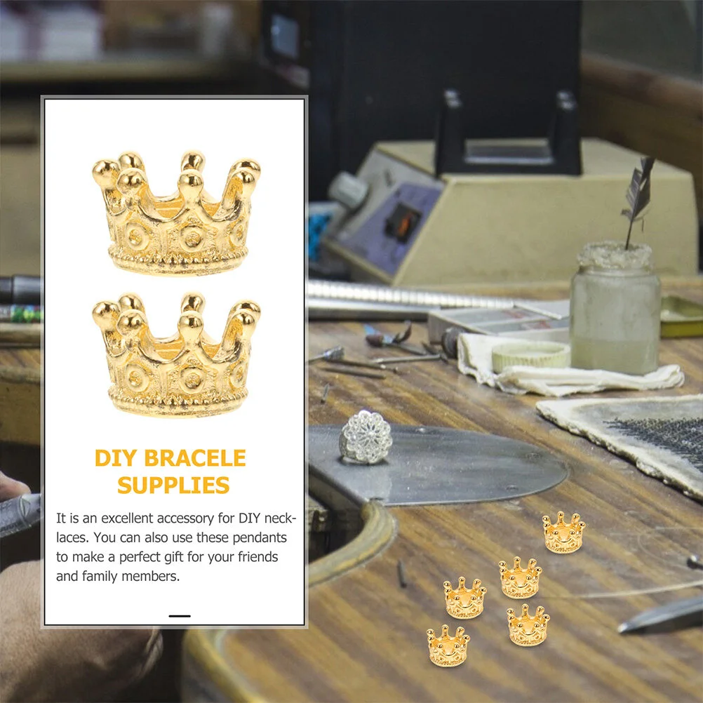 60 Pcs Key Chain Crown-design Charm Decked Accessories DIY Jewelry Charms Prime Pendant Necklace Alloy Bracelet Connectors