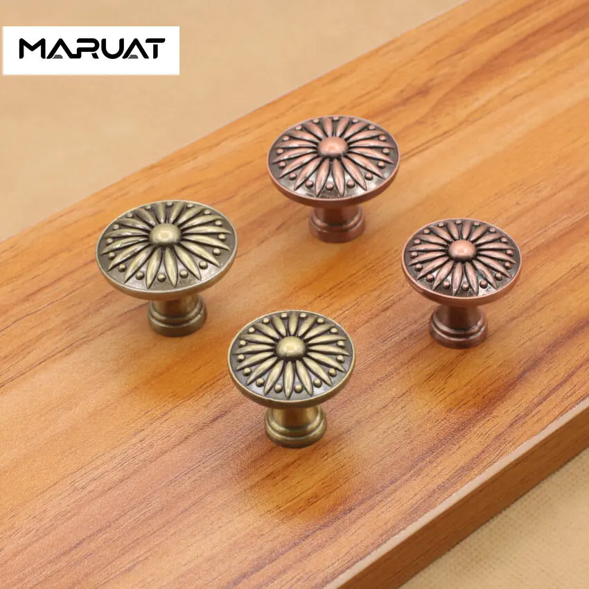 

27-33mm Antique Pull Handles Round Shape Cabinet Pulls Retro Drawer Knob Wardrobe Pulls Door Furniture Handle Hardware Fittings