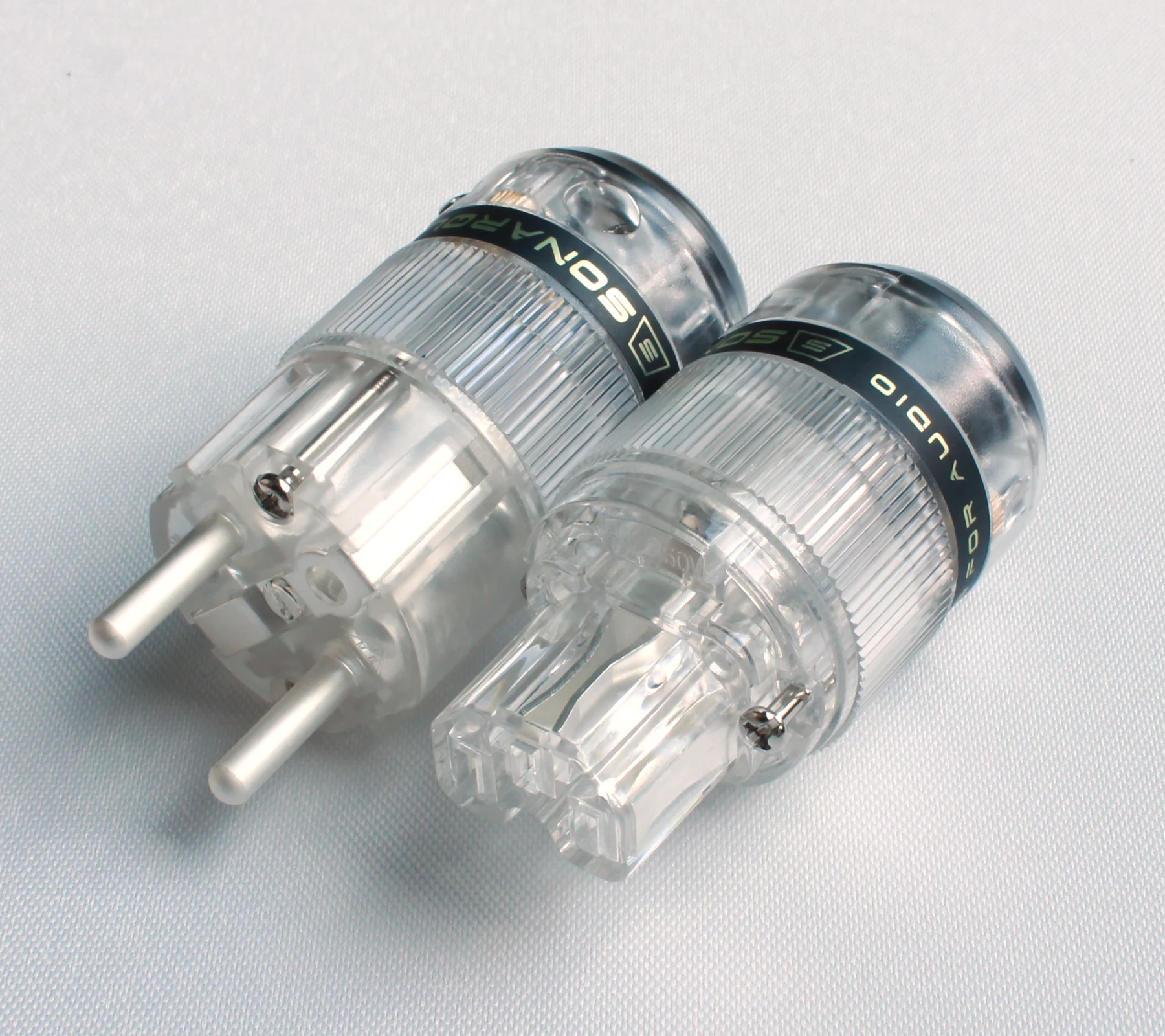 Разъем питания SONARQUEST ЕС серебристый ST-AgE(T) + ST-AgC(T) Schuko штекер и гнездо IEC