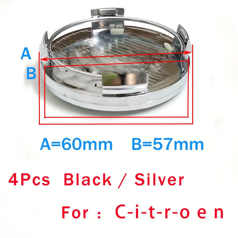 4 шт./компл. 3D 60 мм черный серебристый обод с логотипом высококачественный значок