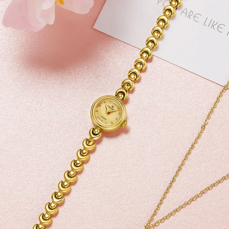 Миниатюрные компактные женские часы TIANBA с позолоченным корпусом из титанового