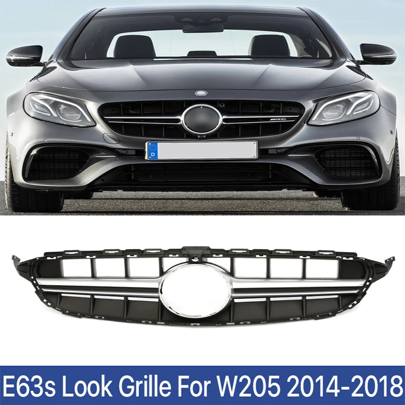 

E63S A@M-G Style Grill Luxury Grille For Benz C-Class W205 C180 C200 C300 C350 2014 2015 2016 2017 2018 With Camera Silver Black