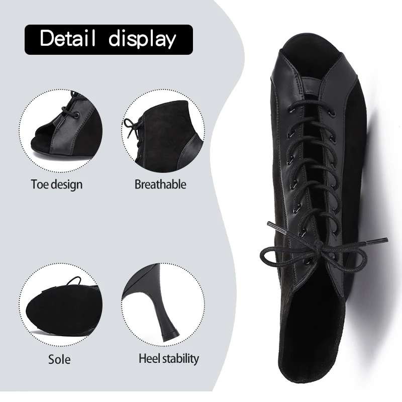 DKZSYIM Women Latin Dance Shoes Tango Dancing Shoes Woman High Heels Fashion Salsa Dance Shoes Ballroom Booties Ladies Girls