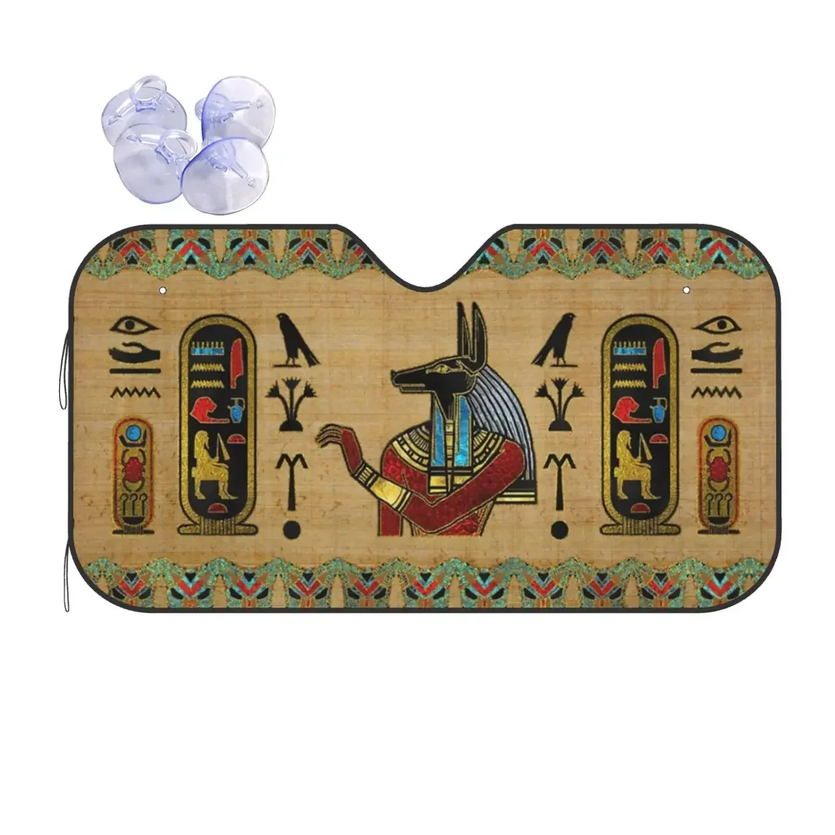 Египетский орнамент Anubis складной солнцезащитный козырек ветровое стекло 70x130 см