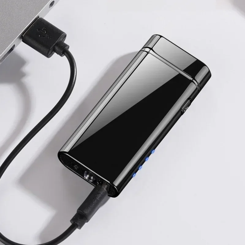 Фото Металлическая USB-зажигалка с плазменным дуговым поджигом, без пламени, с индикатором заряда, LED-подсветкой и зарядкой Type-C №5