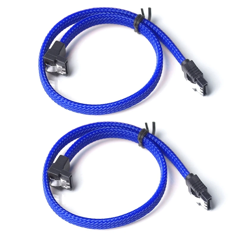

2 шт. 50 см SATA 3,0 III SATA3 7-контактный кабель для передачи данных под прямым углом 6 ГБ/сек. кабели SSD кабель для жесткого диска (синий)