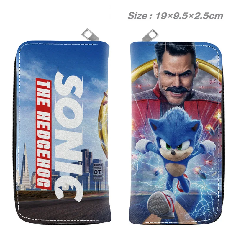 Anime Cartoon Sonic The Hedgehog Long Wallet Coin Credit Card/ID Holders PU Zipper Purses Money Storage Bag Clutch Coin Purse images - 6