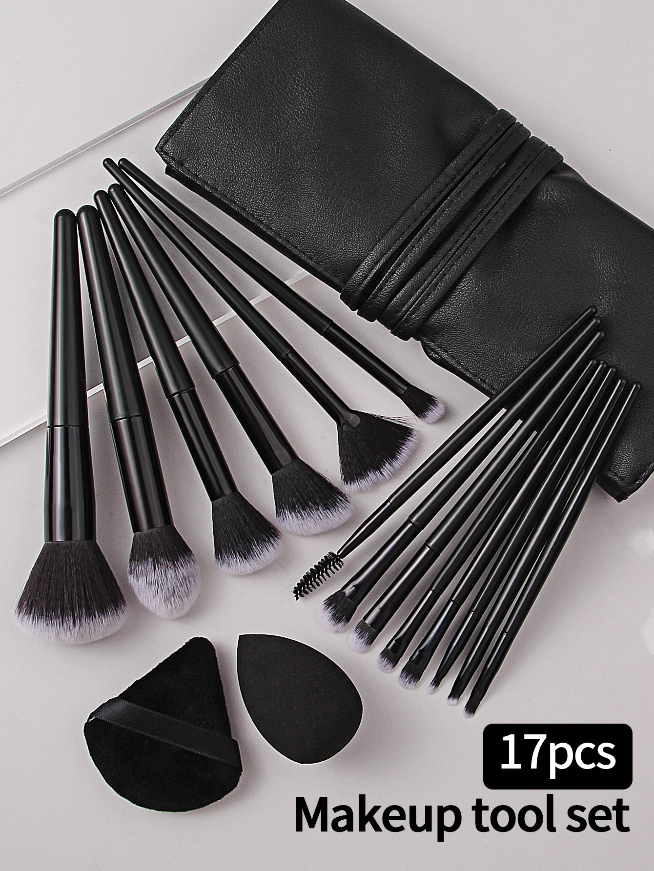 Набор Кистей Для Макияжа Из 14 Предметов С Сумкой Хранения Искусственной Кожи И