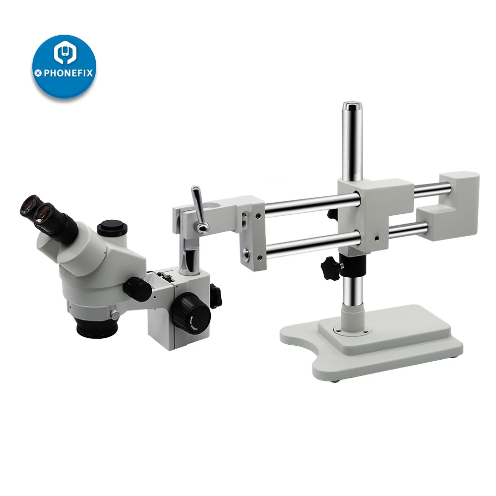 

Professional Trinocular Stereo Zoom Microscope with WF10x Eyepieces 0.7X-4.5X Magnification 56 LED Light Double-Arm Boom Stand