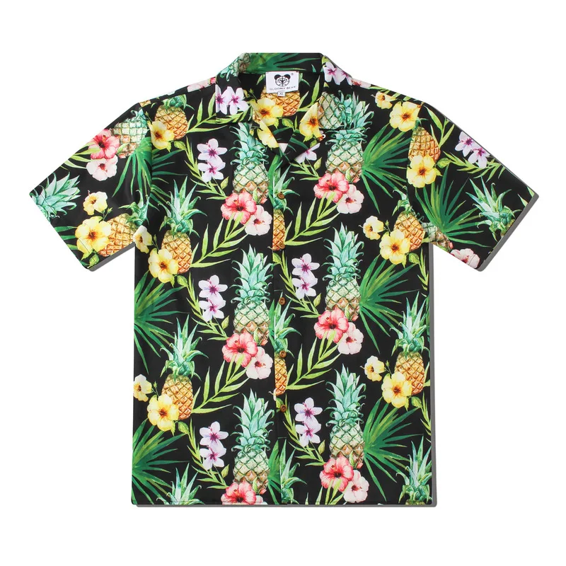 

Summer New Mens Fruit Pineapple Print Shirt Lovers Fashion Short Sleeve Cool Thin Loose Hawaiian Beach Harajuku Lapel Shirts