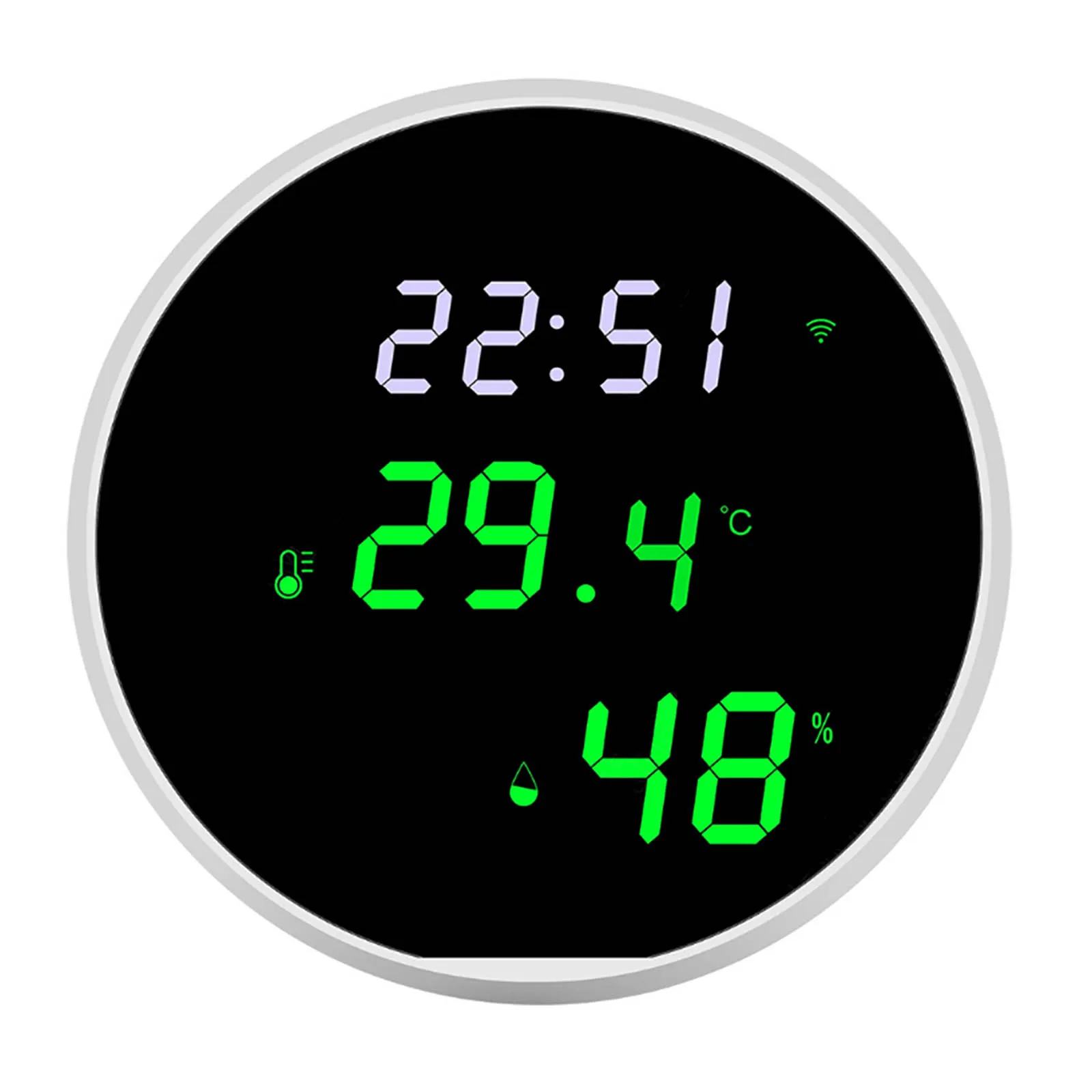 

WiFi enabled LED mirror screen temperature and humidity monitoring disturbance free function offline reminder