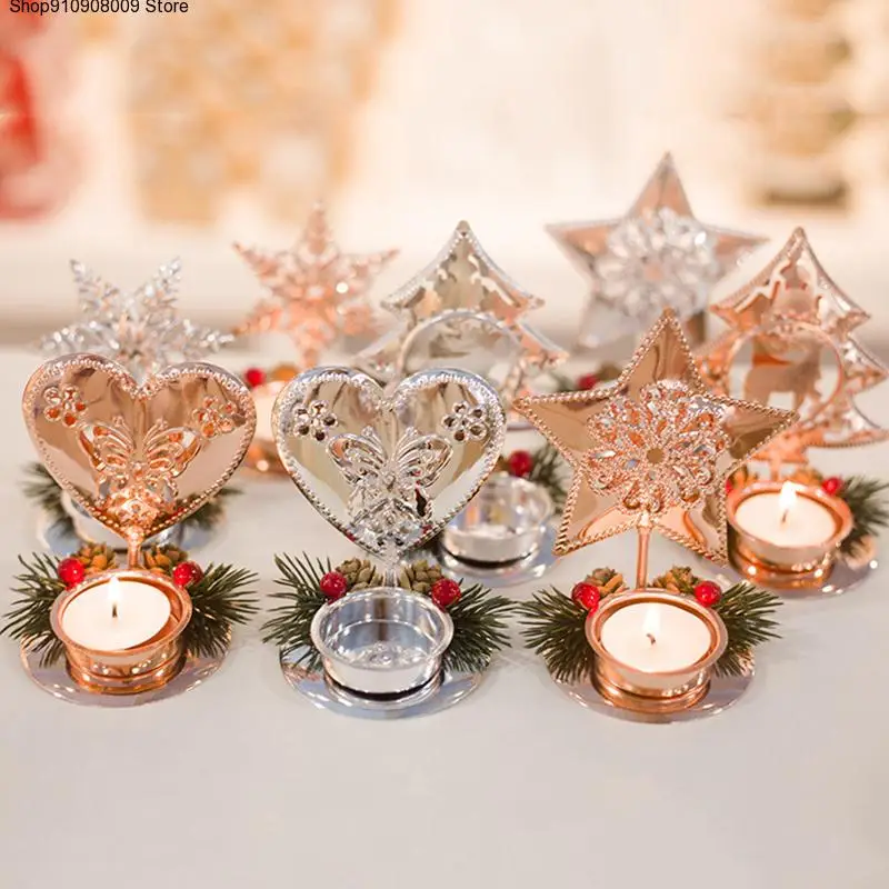 

1pc Iron Candlestick Christmas Decorations Candle Light Ornament for Home Candle Holders Candle Stand Decoration Christmas Natal