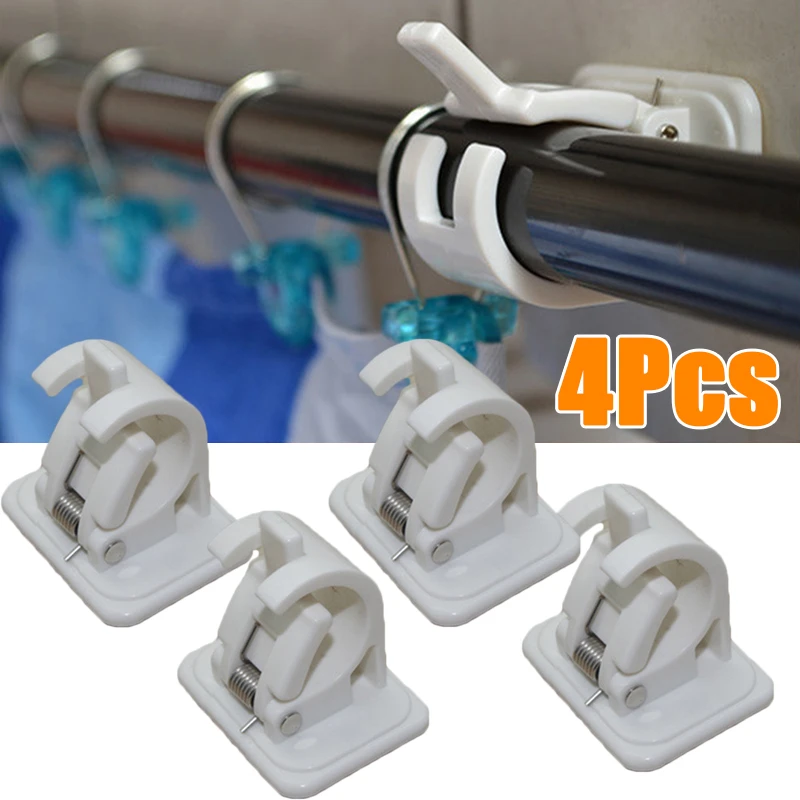 

4 Pcs Curtain Rods Bracket Hanger Crossbar Wall Hooks Organizer Rails Rack Home Bathroom Bedroom Accessories