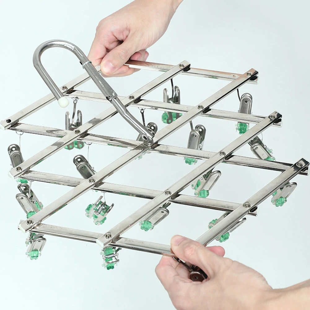 

Выдвижная вешалка для одежды из нержавеющей стали с зажимами многофункциональные ветрозащитные вешалки для носков складные Нескользящие ...