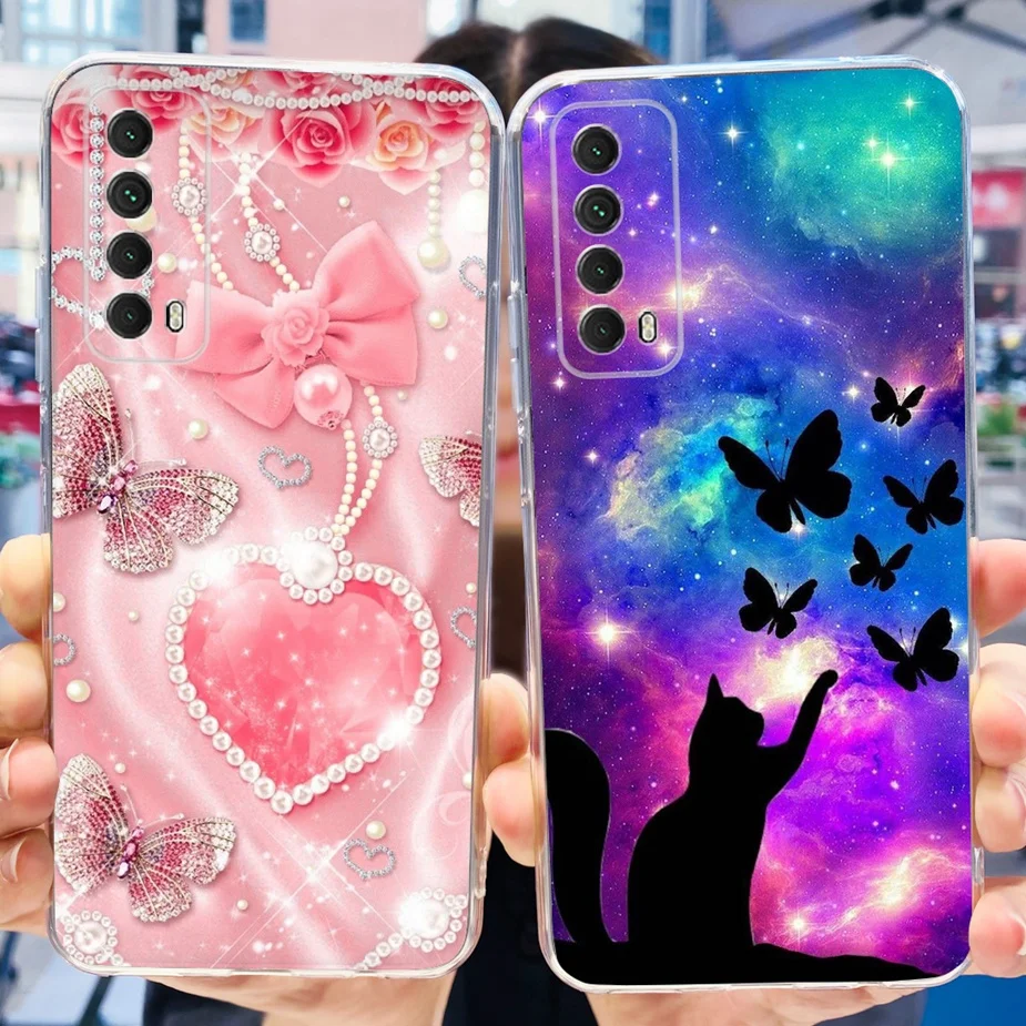 Чехол для Huawei P Smart 2021 задняя крышка с милым рисунком прозрачный силиконовый