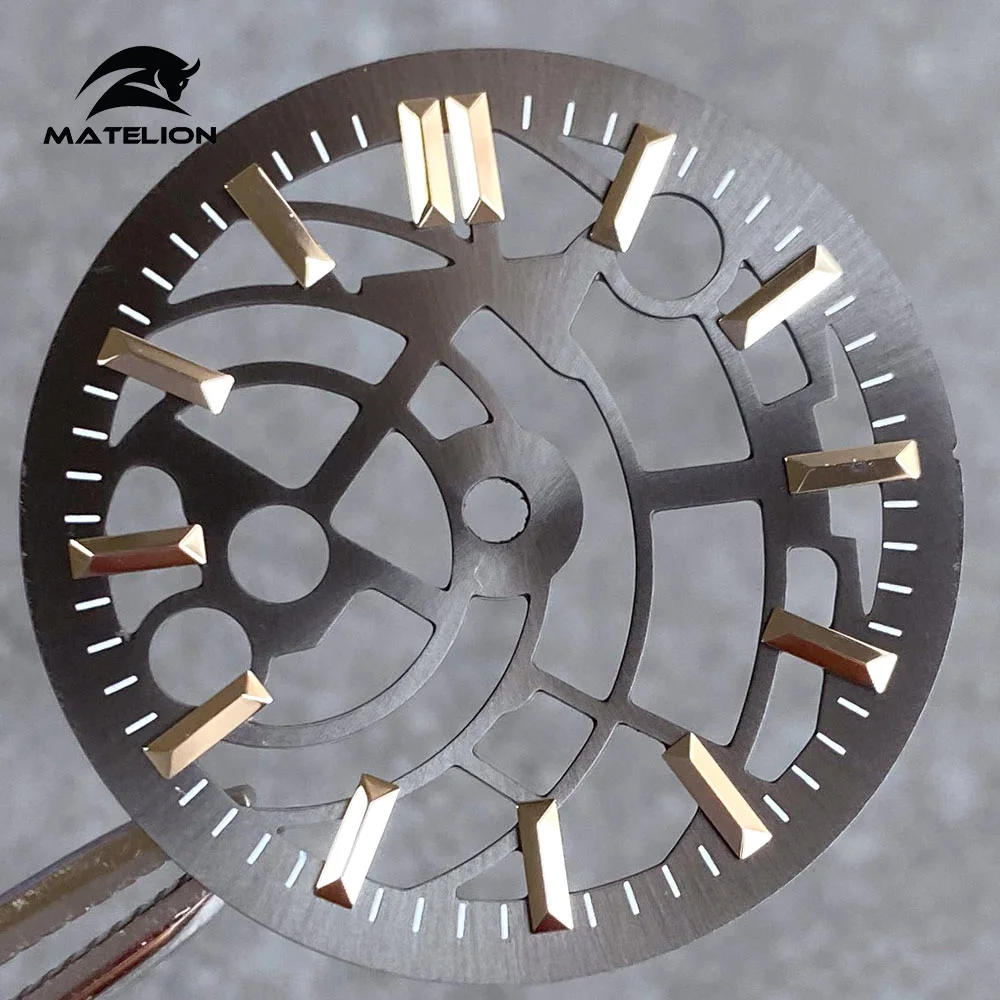 Matelion Черный Серебристый Циферблат Механизм Часов 29 мм Подходит для NH35 NH38 NH70 NH72