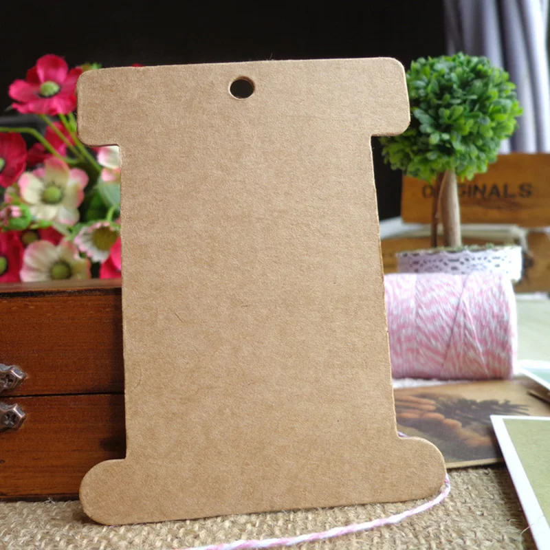 

10pcs Blank Kraft Paper Tags Winding Board DIY Cross Stich Thread Bobbins Roller Spool Sewing Knitting Tools Garment Tags Crafts