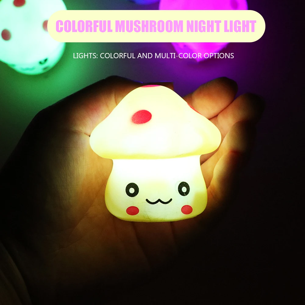 

Nightlights Mushroom Lamp LED Night Lamp Built-In Button Battery Home Decorative Energy Saving Sleep Nightlight Children Gifts